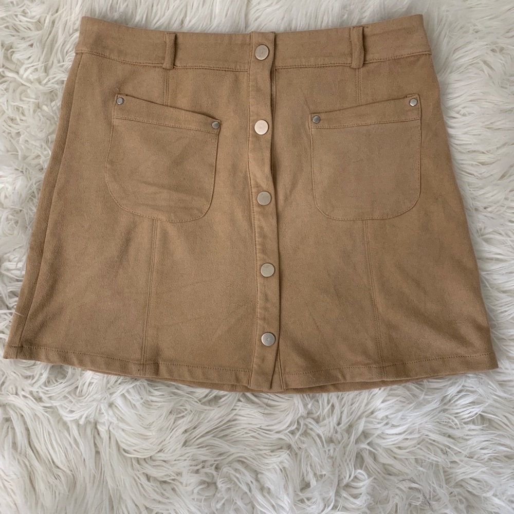 Button Up Suede Skirt